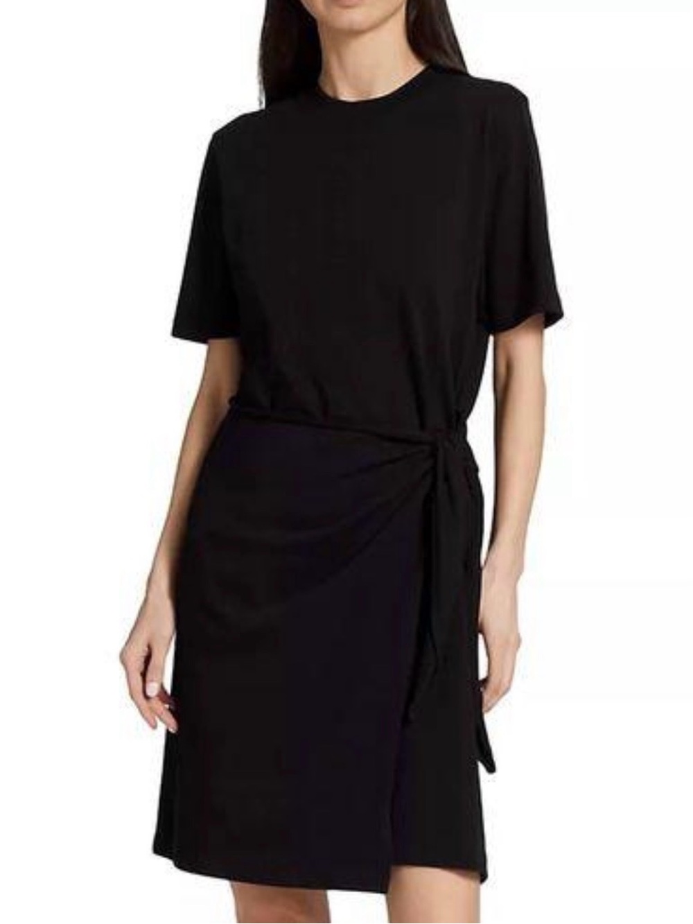 Vince Black Pima Cotton Side Tie T-Shirt Dress NWT Size S